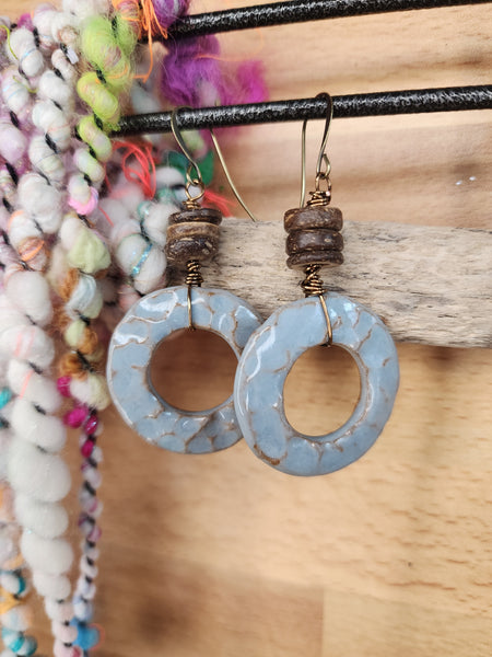 Coconut Shell Bead Hoops