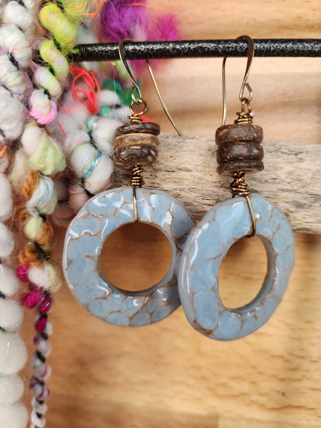 Coconut Shell Bead Hoops