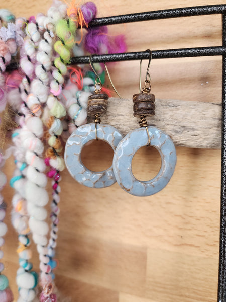 Coconut Shell Bead Hoops