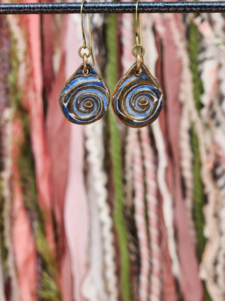 Ocean Blue Spiral Earrings