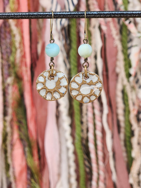 Flower Stamped Ceramic Earrings