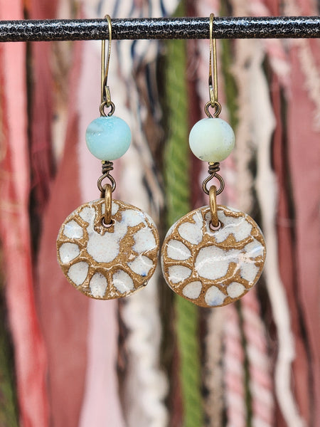 Flower Stamped Ceramic Earrings